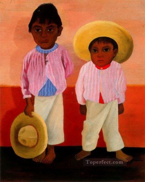 ディエゴ・リベラ Painting - ゴッドファーザーの息子たちのモデストとヘスス・サンチェスの肖像画 1930年 ディエゴ・リベラ